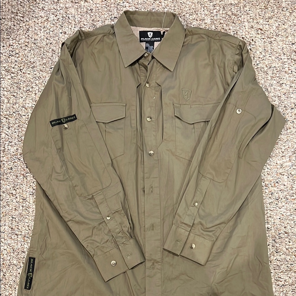 Black Label Tactical Clothing Men's Olive fishing shirt - Size Large